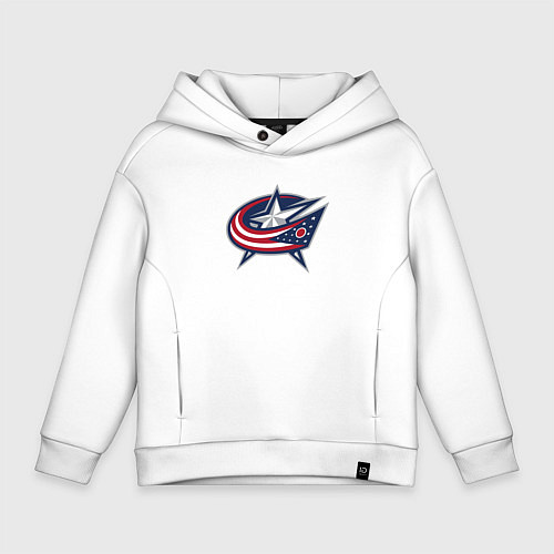 Детское худи оверсайз Columbus blue jackets - hockey team - emblem / Белый – фото 1