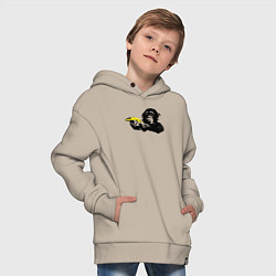 Толстовка оверсайз детская Мартышка с бананом, цвет: миндальный — фото 2