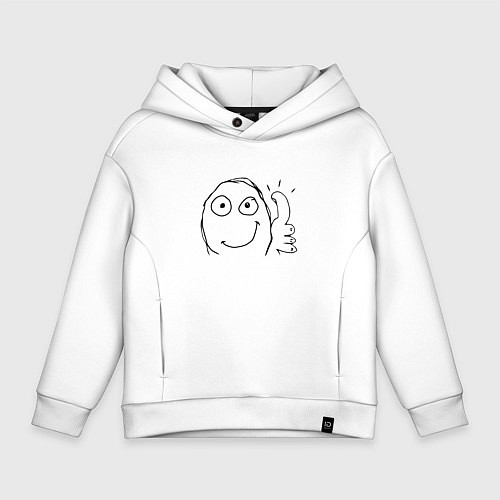 Детское худи оверсайз Палец вверх мем / Белый – фото 1