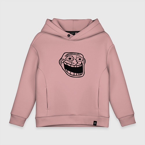 Детское худи оверсайз Омега тролл фейс мем / Пыльно-розовый – фото 1