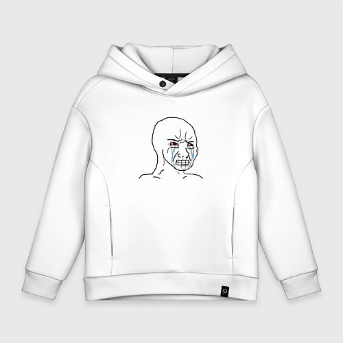Детское худи оверсайз Плачущий мем / Белый – фото 1
