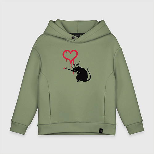 Детское худи оверсайз Rat heart / Авокадо – фото 1