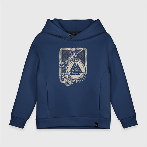 Детское худи оверсайз Воин с щитом и мечом / Тёмно-синий – фото 1
