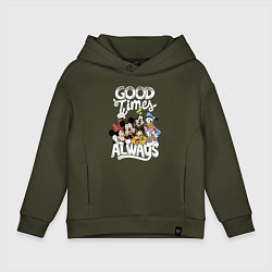 Толстовка оверсайз детская Дональд Дак и Микки Маус, цвет: хаки