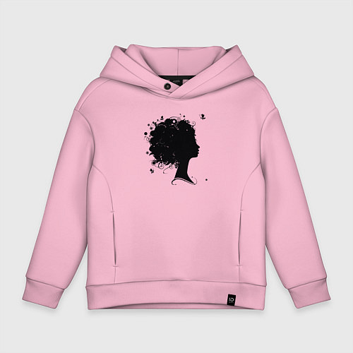 Детское худи оверсайз Girl flowers / Светло-розовый – фото 1