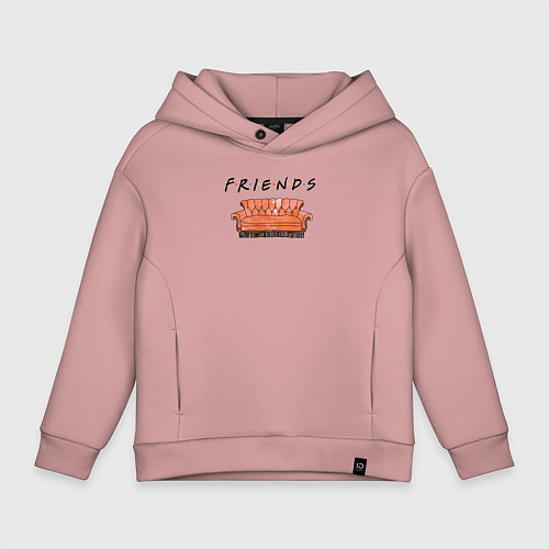 Детское худи оверсайз Friends - logo / Пыльно-розовый – фото 1