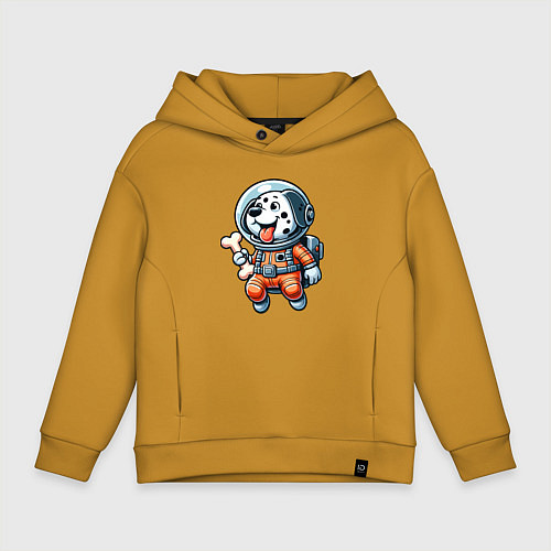 Детское худи оверсайз Dalmatian cosmonaut puppy with a bone / Горчичный – фото 1