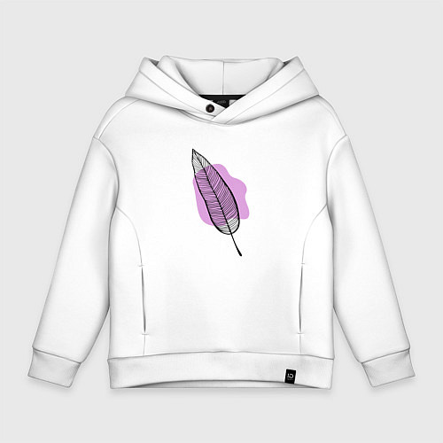 Детское худи оверсайз Контуры листа на сливовом / Белый – фото 1