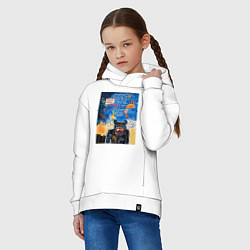 Толстовка оверсайз детская Ярко синее граффити с медведем, цвет: белый — фото 2