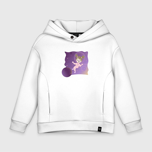 Детское худи оверсайз Девочка в космосе / Белый – фото 1