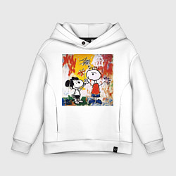Толстовка оверсайз детская Граффити Снупи, цвет: белый