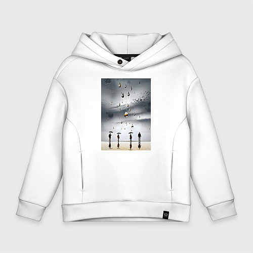 Детское худи оверсайз Люди с зонтиками / Белый – фото 1