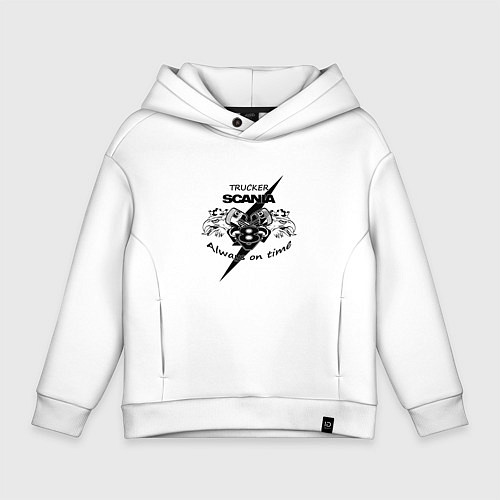 Детское худи оверсайз Scania всегда вовремя / Белый – фото 1