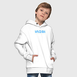 Толстовка оверсайз детская Inzoi голубой логотип, цвет: белый — фото 2