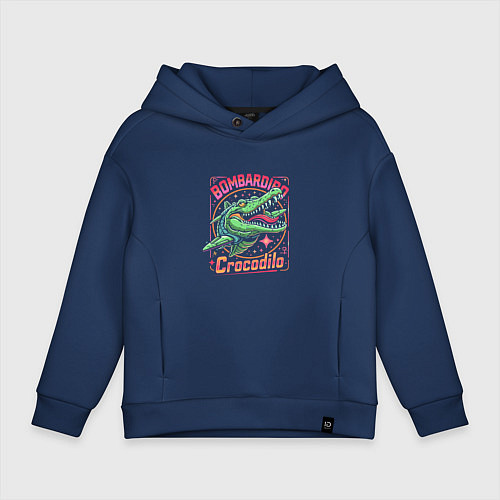 Детское худи оверсайз Бомбардиро крокодило звёзды / Тёмно-синий – фото 1