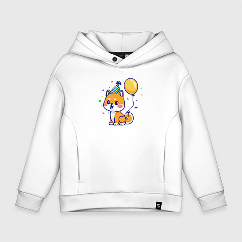 Детское худи оверсайз Праздничная собачка / Белый – фото 1