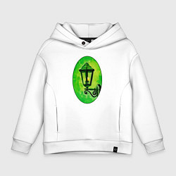 Толстовка оверсайз детская Зелёный уличный фонарь, цвет: белый