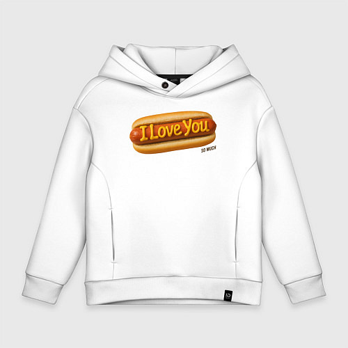 Детское худи оверсайз Hot dog I love you / Белый – фото 1