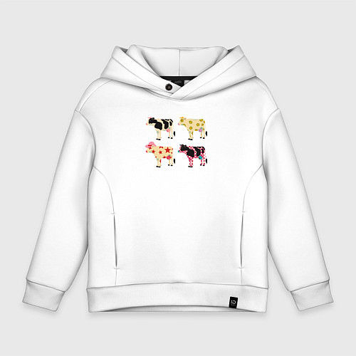 Детское худи оверсайз Милые коровы поп-арт / Белый – фото 1