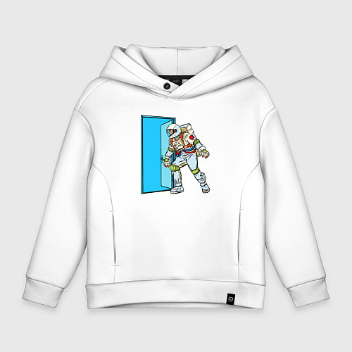 Детское худи оверсайз Астронавт открывает дверь в неизведанное / Белый – фото 1