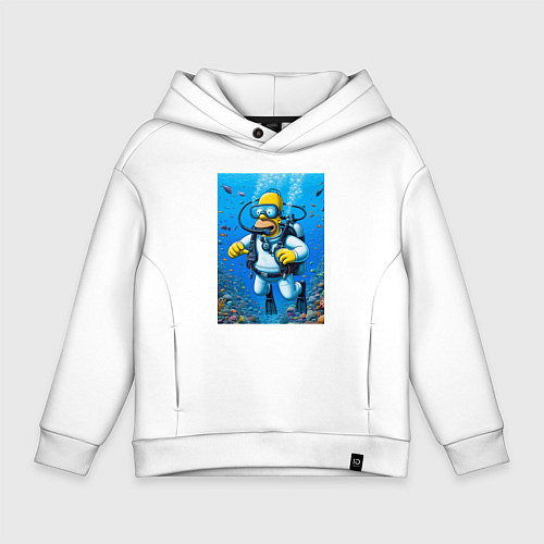Детское худи оверсайз Homer diving - ai art fantasy / Белый – фото 1