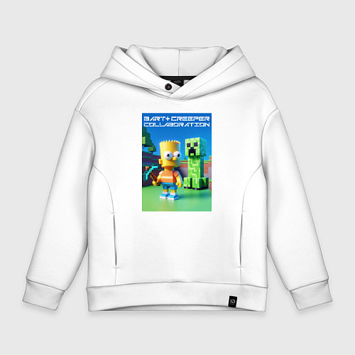 Детское худи оверсайз Bart and Creeper - collaboration ai art / Белый – фото 1