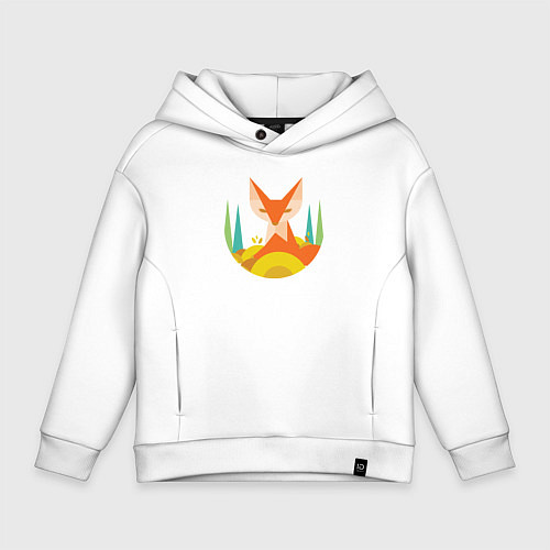 Детское худи оверсайз Forest fox / Белый – фото 1