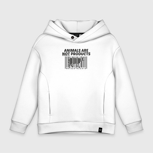 Детское худи оверсайз Животные не продукты / Белый – фото 1