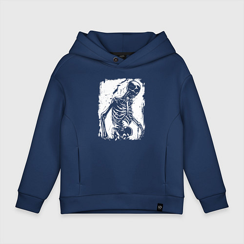 Детское худи оверсайз Скелет в движении / Тёмно-синий – фото 1