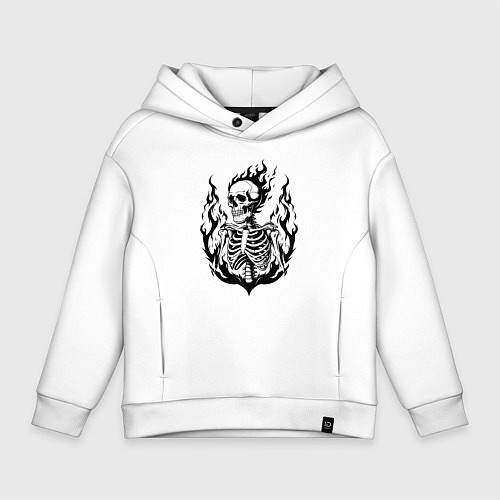 Детское худи оверсайз Огненный скелет / Белый – фото 1