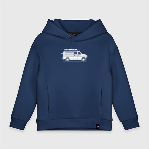 Детское худи оверсайз Машина скорой помощи в движении / Тёмно-синий – фото 1