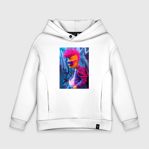 Детское худи оверсайз Bart Simpson - punk / Белый – фото 1