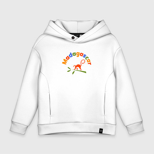 Детское худи оверсайз Лемур в Мадагаскаре / Белый – фото 1
