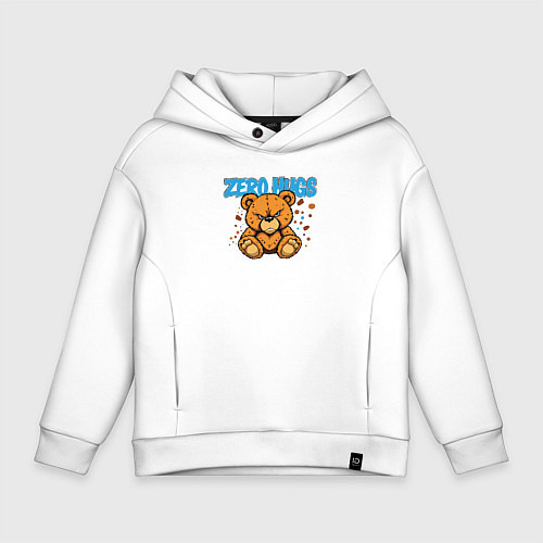 Детское худи оверсайз Обиженный плюшевый мишка / Белый – фото 1