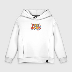 Толстовка оверсайз детская Feel Good надпись в стиле мемфис, цвет: белый