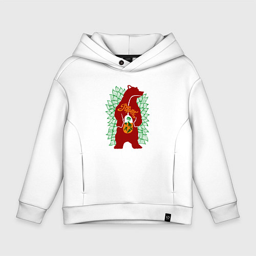 Детское худи оверсайз Медведь и обед - аппетит / Белый – фото 1