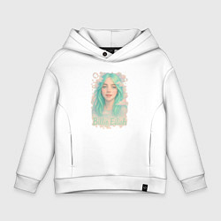 Толстовка оверсайз детская Билли Айлиш с зелеными волосами, цвет: белый