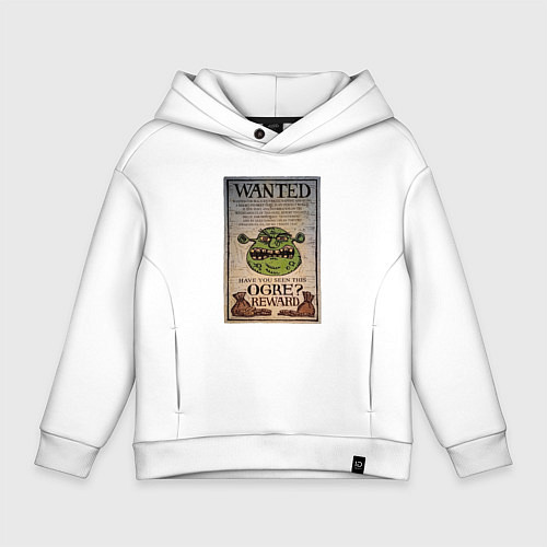 Детское худи оверсайз Разыскивается огр / Белый – фото 1