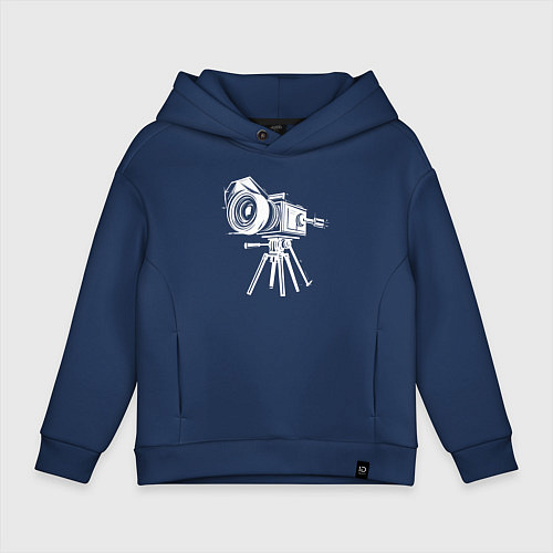 Детское худи оверсайз Кинокамера на треноге / Тёмно-синий – фото 1
