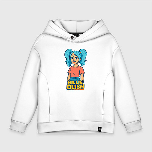 Детское худи оверсайз Билли Айлиш мультяшка / Белый – фото 1