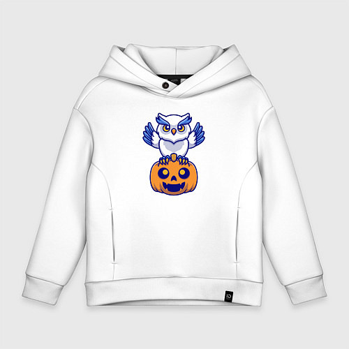 Детское худи оверсайз Halloween owl / Белый – фото 1