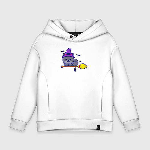 Детское худи оверсайз Cat witch / Белый – фото 1