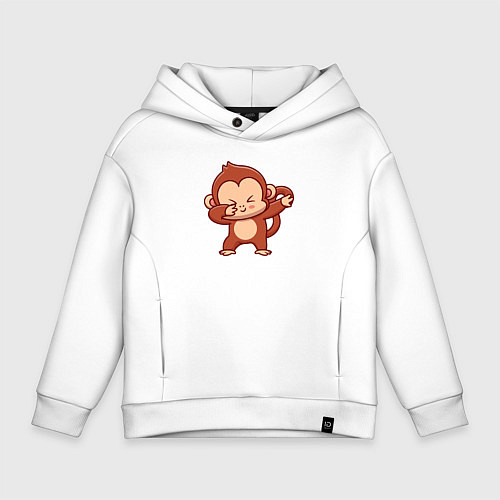 Детское худи оверсайз Dabbing monkey / Белый – фото 1