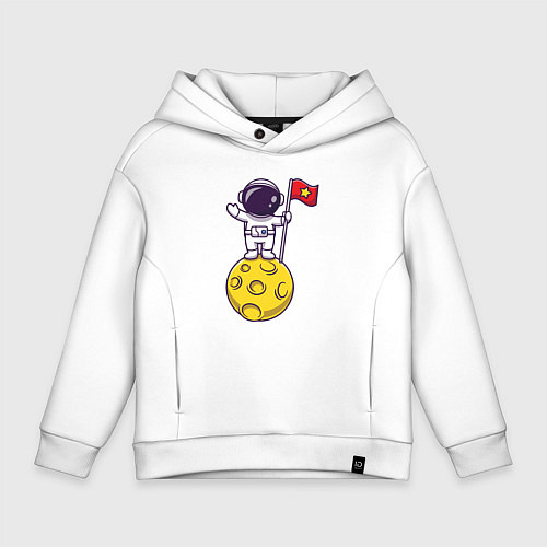 Детское худи оверсайз Космонавтик на луне / Белый – фото 1