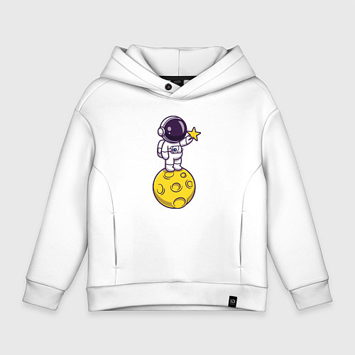 Детское худи оверсайз Космонавт со звездой / Белый – фото 1
