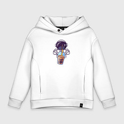 Толстовка оверсайз детская Космический бабл-чай, цвет: белый