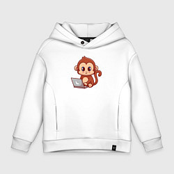 Детское худи оверсайз Обезьянка с ноутбуком