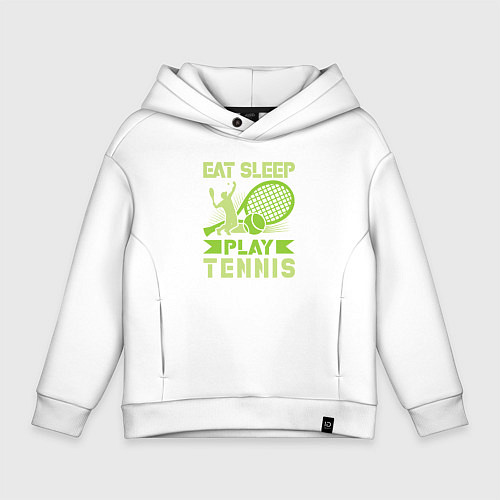 Детское худи оверсайз Есть спать играть в теннис / Белый – фото 1