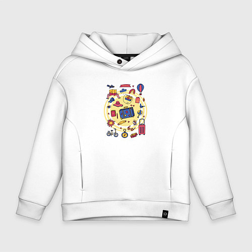 Детское худи оверсайз Летние путешествия / Белый – фото 1