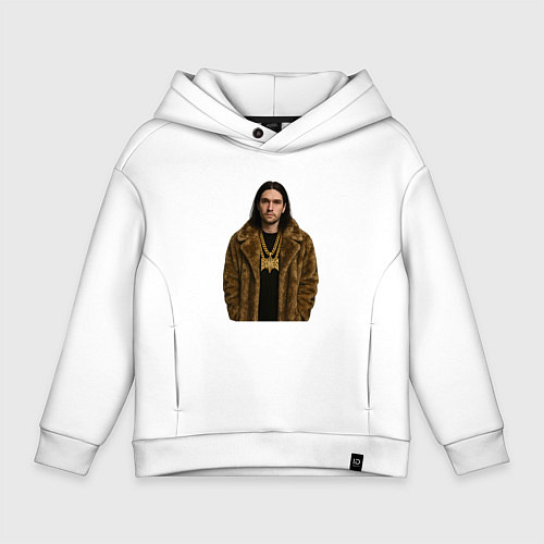 Детское худи оверсайз Bones в шубе / Белый – фото 1